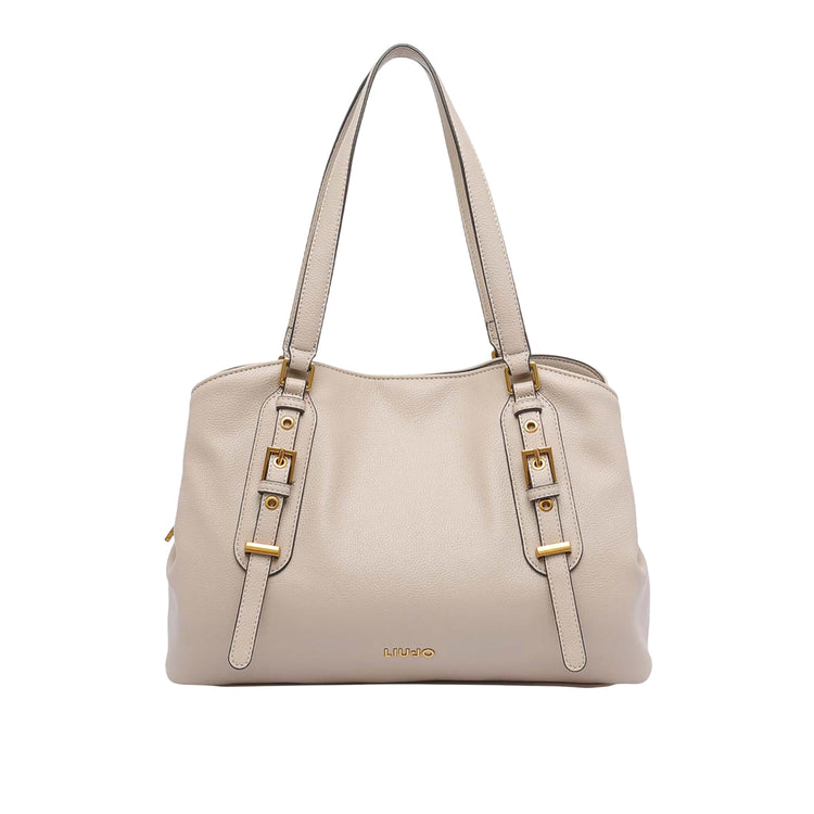 Borsa Donna media con fibbie decorative Beige