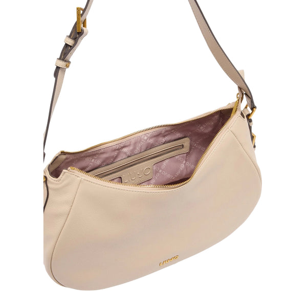 Borsa Donna Hobo media a mezzaluna Beige