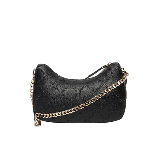 Borsa a tracolla nera con logo all over retro