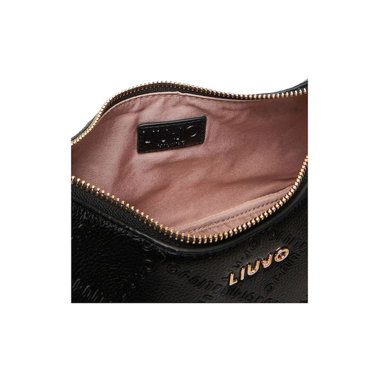 Borsa a tracolla nera con logo all over interno