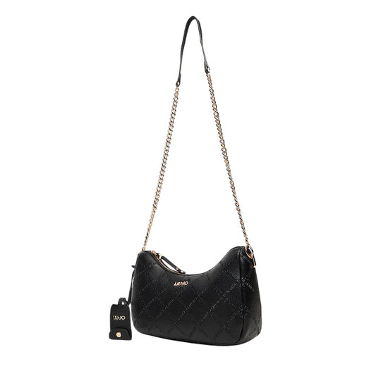 Borsa a tracolla nera con logo all over 