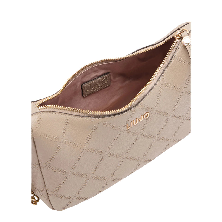 Borsa a tracolla oro con logo all over Beige