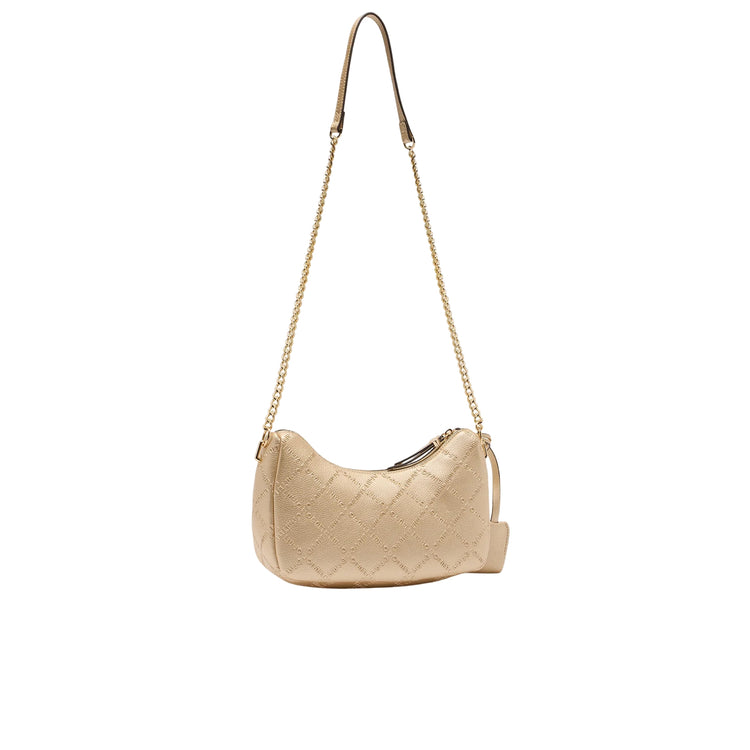 Borsa a tracolla oro con logo all over retro