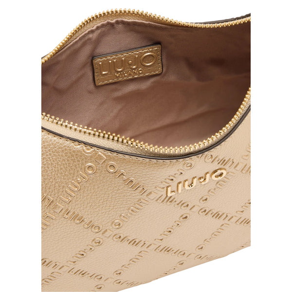 Borsa a tracolla oro con logo all over interno
