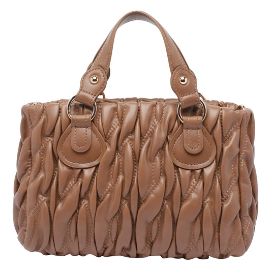 Borsa a mano piccola matelassé Marrone retro