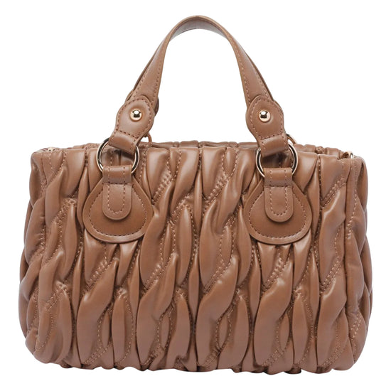 Borsa a mano piccola matelassé Marrone retro