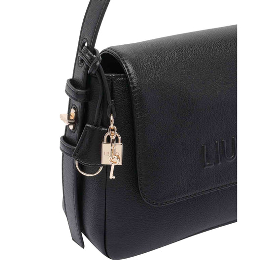 Borsa monospalla nera Donna con charm dorato dettaglio