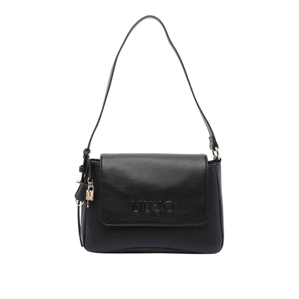 Borsa monospalla nera Donna con charm dorato