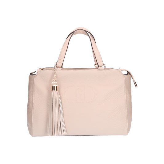 Borsa Donna a mano con logo e nappa beige