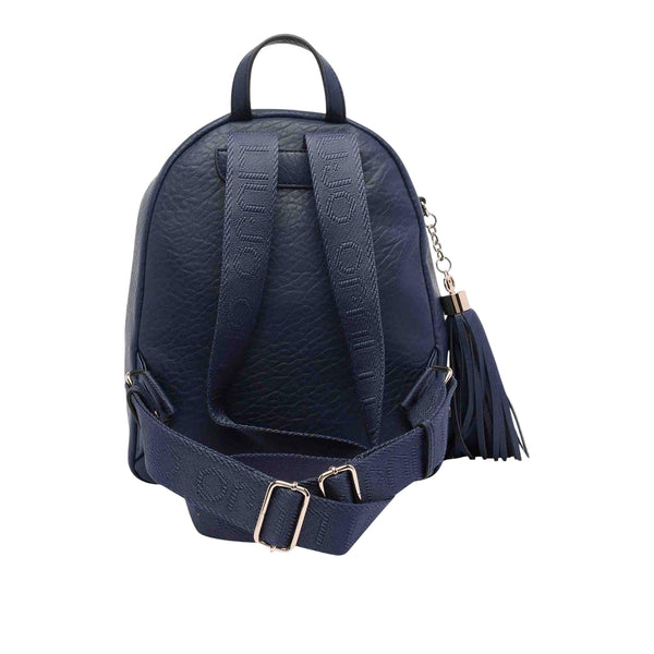 Zaino Donna con spallacci logati in gros grain blu retro