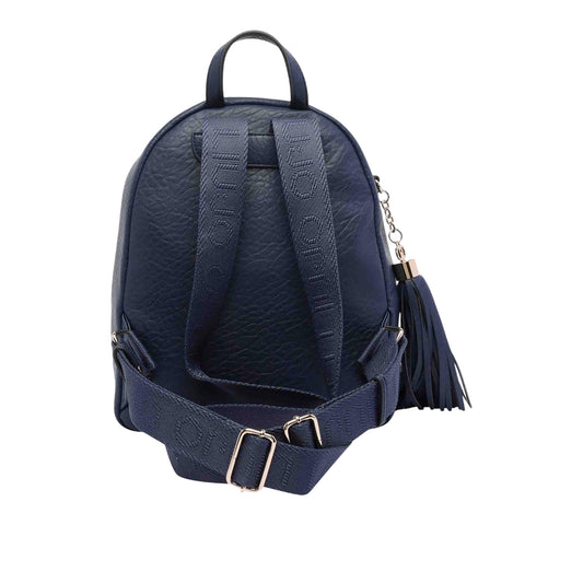 Zaino Donna con spallacci logati in gros grain blu retro