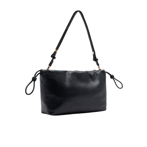 Borsa a spalla media nera con catena retro