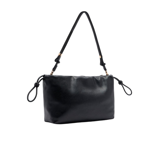 Borsa a spalla media nera con catena retro