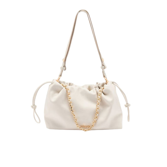 Borsa a spalla media bianca con catena