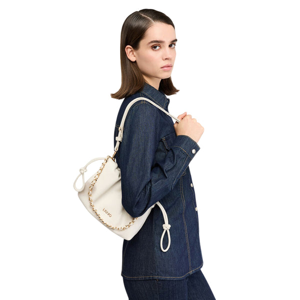 Borsa a spalla piccola Donna con catena Bianco su modella