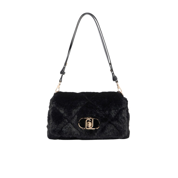 Borsa Donna LaPuffy media in pelliccia nera
