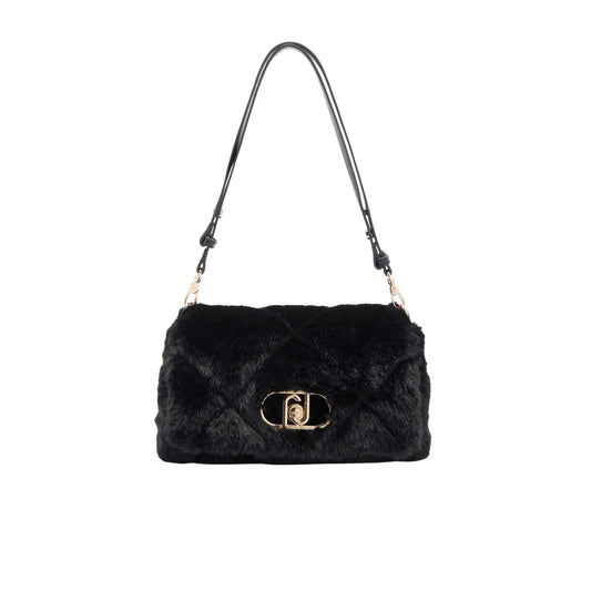 Borsa Donna LaPuffy media in pelliccia nera