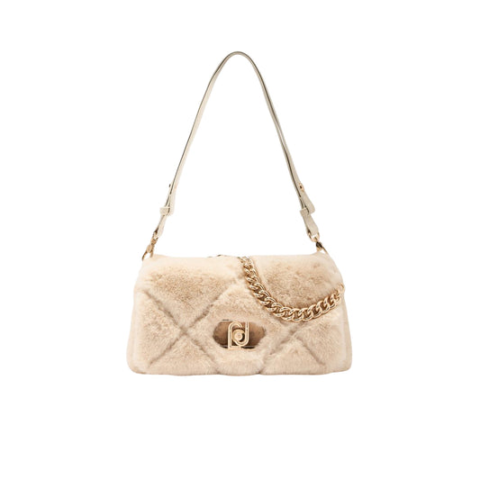 Borsa Donna LaPuffy media in pelliccia beige