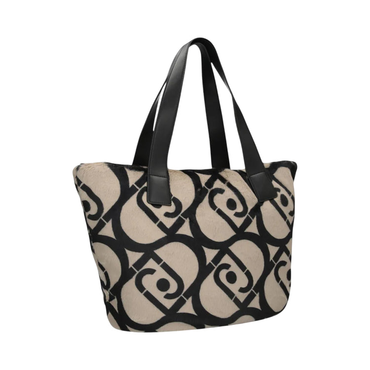 Borsa Hobo grande con logo all over retro