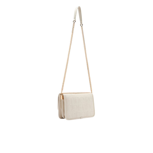 Borsa a tracolla piccola con logo a rilievo Bianco retro