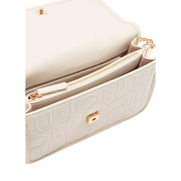 Borsa a tracolla piccola con logo a rilievo Bianco interno