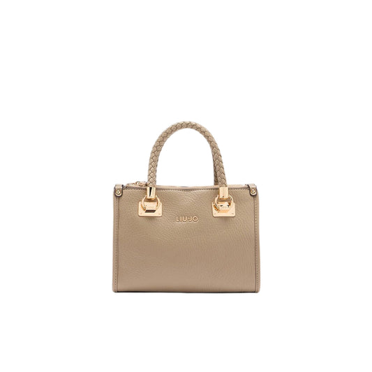 Borsa a mano piccola con manici intrecciati Beige