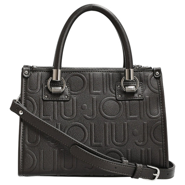 Borsa Donna con logo in rilievo all over grigio scuro retro