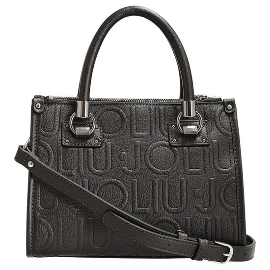 Borsa Donna con logo in rilievo all over grigio scuro retro