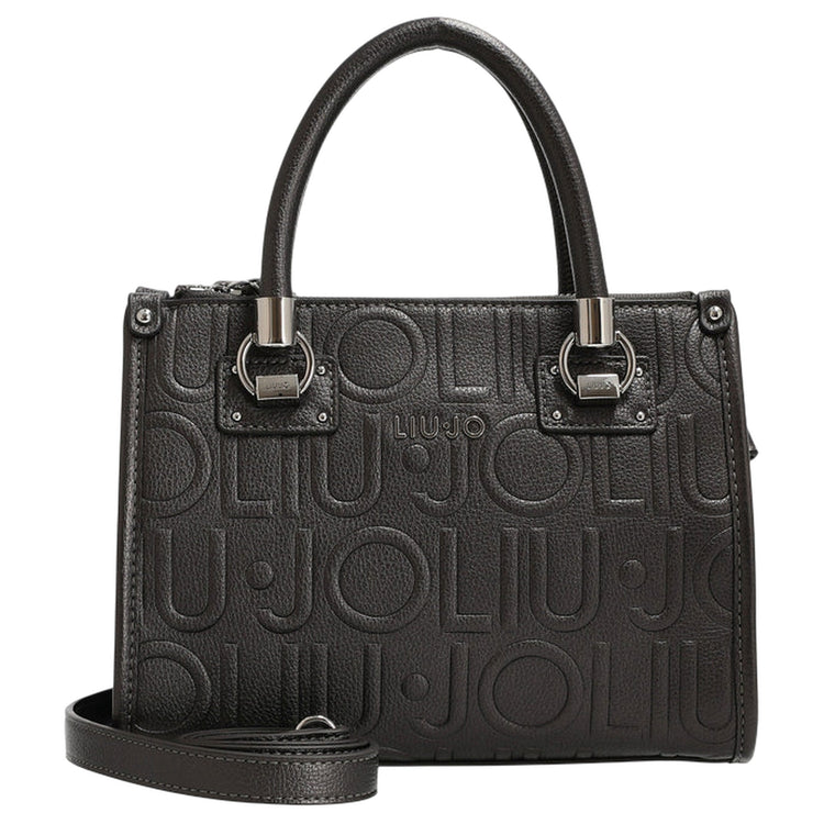 Borsa Donna con logo in rilievo all over grigio scuro