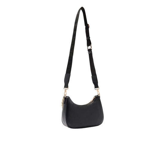 Borsa hobo piccola a tracolla nera con catena retro