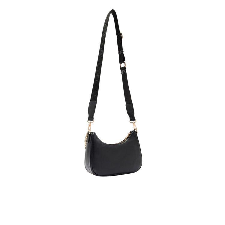 Borsa hobo piccola a tracolla nera con catena retro