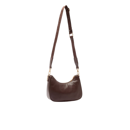 Borsa hobo piccola a tracolla marrone con catena retro