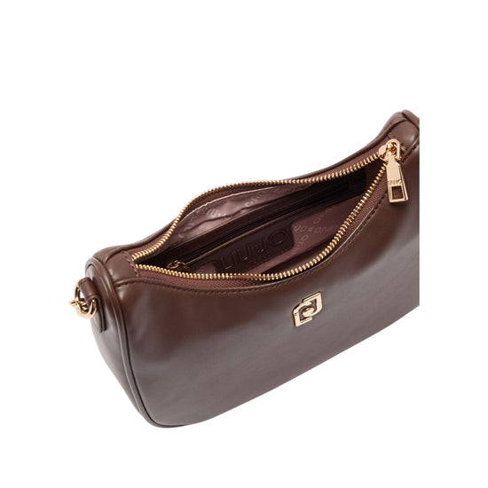 Borsa hobo piccola a tracolla marrone con catena