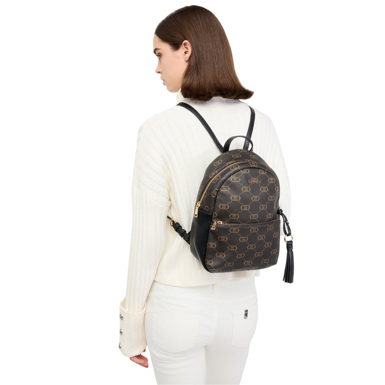 Zaino medio Donna nero con logo all over su modella