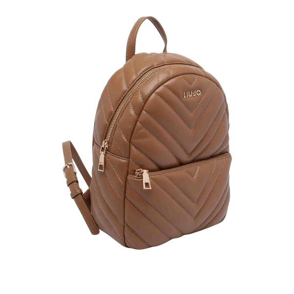 Zaino Donna matelassé con tasca con zip marrone