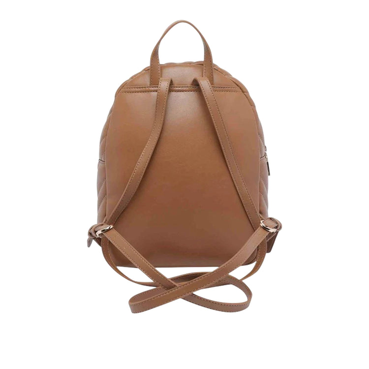 Zaino Donna matelassé con tasca con zip marrone retro