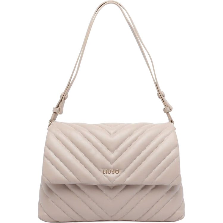 Borsa hobo media a tracolla matelassé Beige