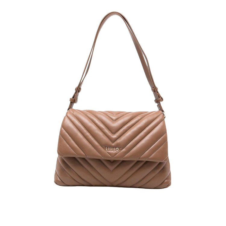 Borsa hobo media a tracolla matelassé Marrone