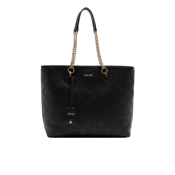 Shopping bag Donna con logo rilievo a rombi Nero