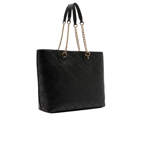 Shopping bag Donna con logo rilievo a rombi Nero retro