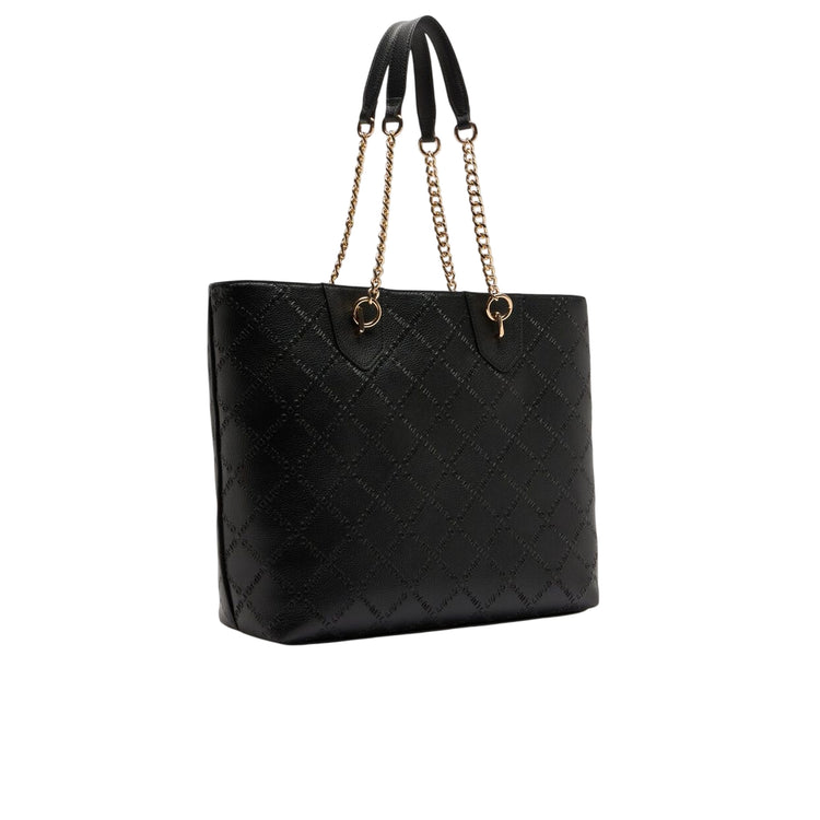 Shopping bag Donna con logo rilievo a rombi Nero retro