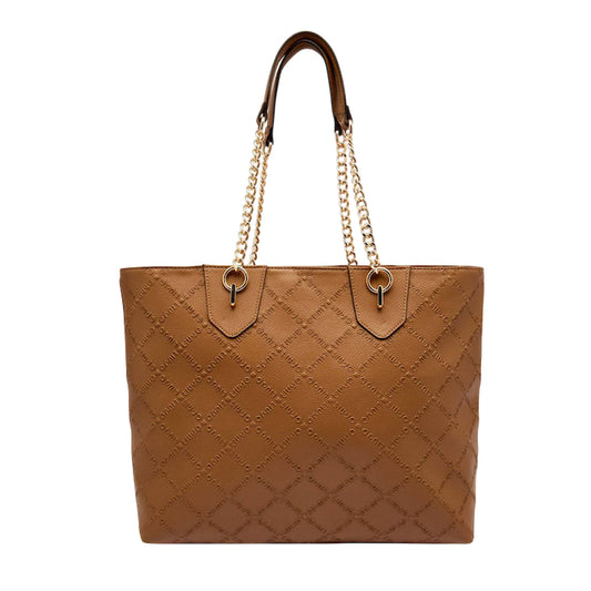 Shopping bag Donna con logo rilievo a rombi Marrone retro