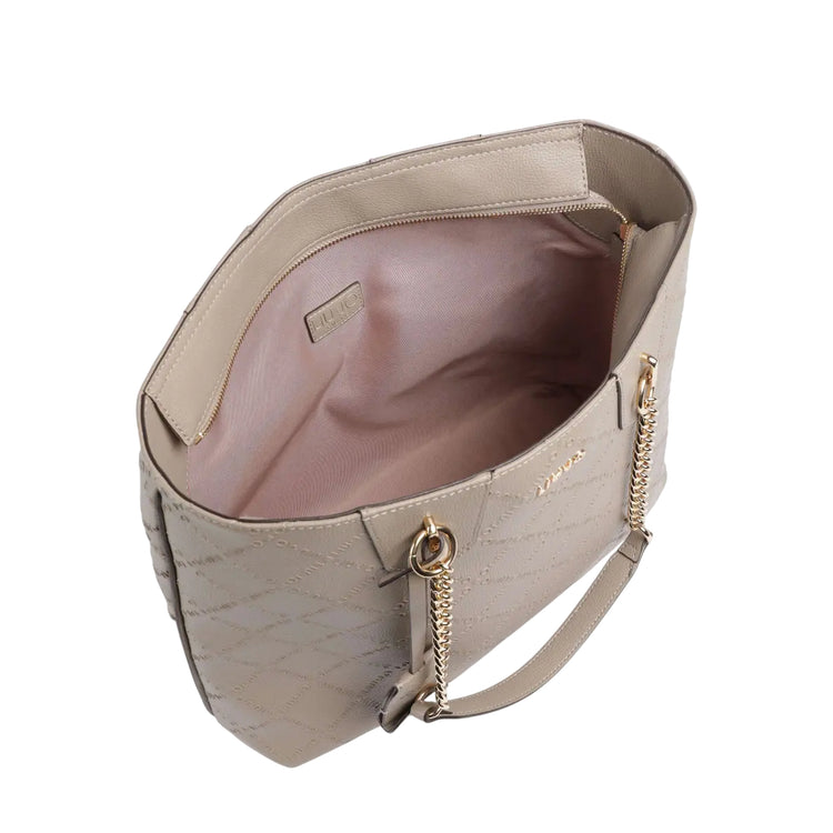 Shopping bag Donna con logo rilievo a rombi Grigio interno