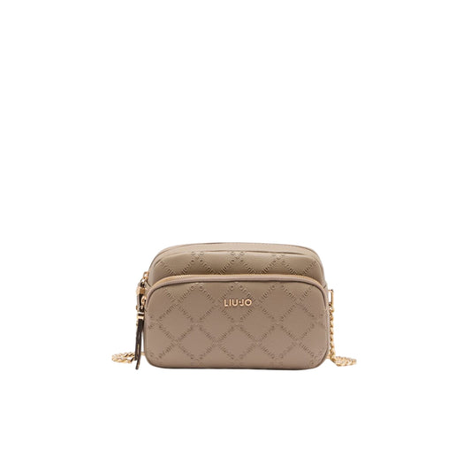 Borsa a tracolla media Donna con motivo rombi Beige