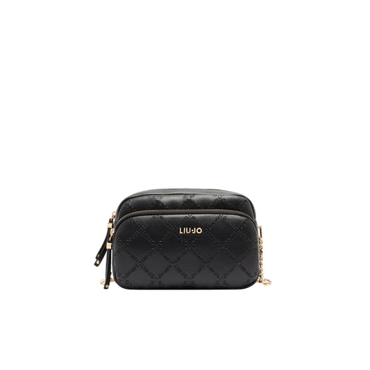 Borsa a tracolla media Donna con motivo rombi Nero