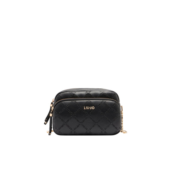 Borsa a tracolla media Donna con motivo rombi Nero