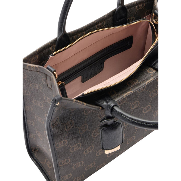 Borsa Shopping Donna logata all over Nero interno