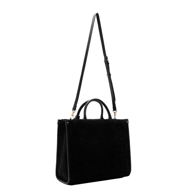 Borsa grande Donna effetto teddy nero retro