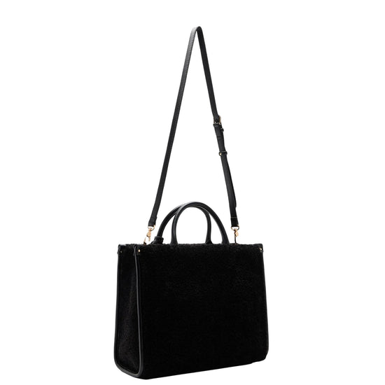 Borsa grande Donna effetto teddy nero retro