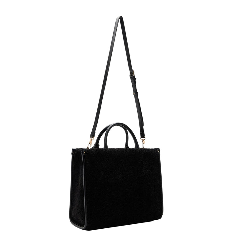 Borsa grande Donna effetto teddy nero retro